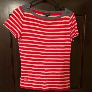 Red and white stripped shirt!